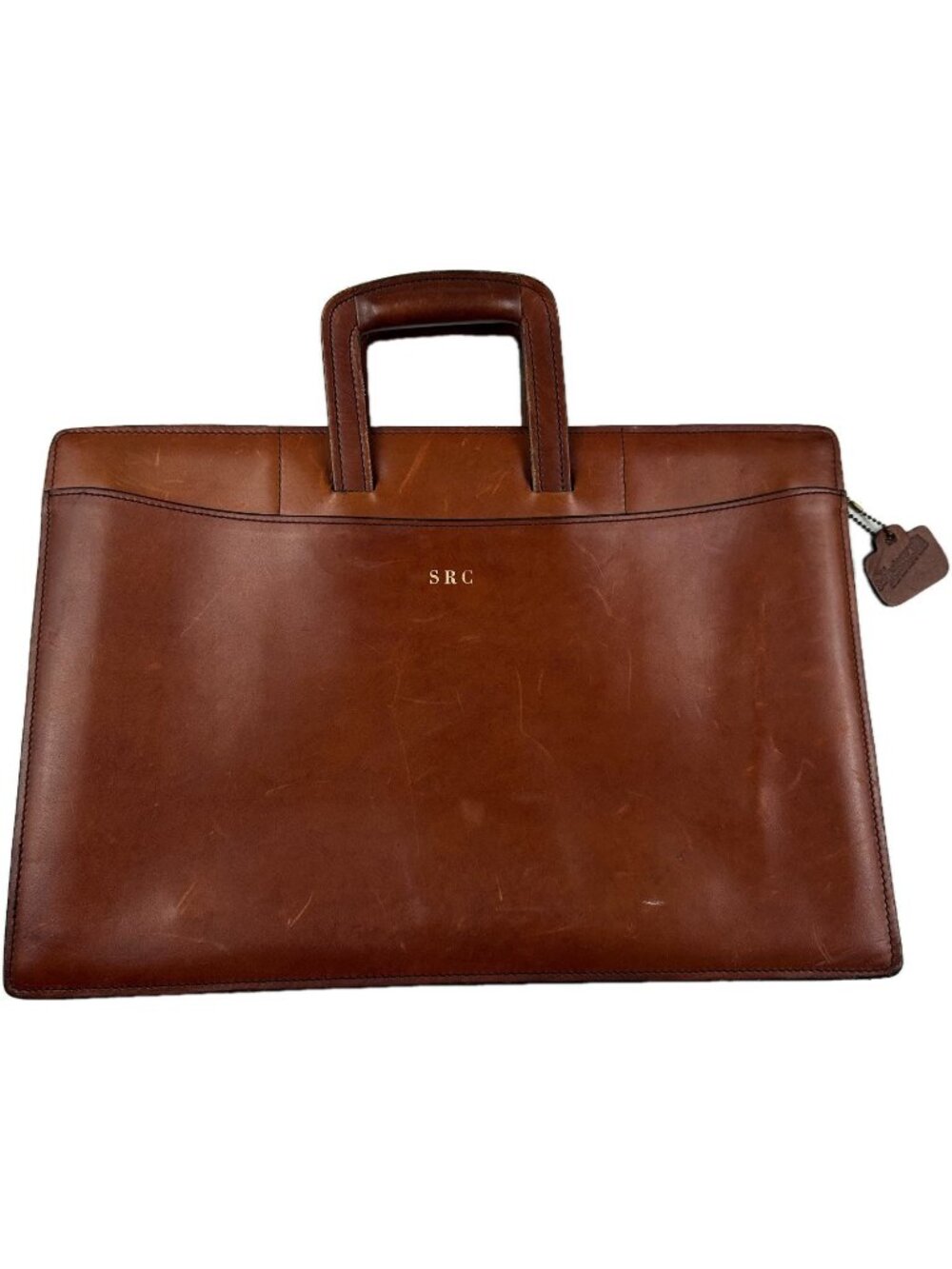 Vintage Schlesinger Brothers Briefcase Casesetter Slim Portfolio Brown Leather